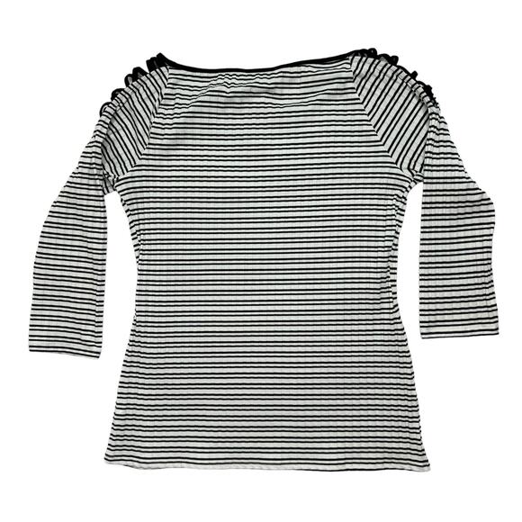 WHITE HOUSE BLACK MARKET *NEW* Textured Stripe Strappy Shoulder Top Size Large - Picture 5 of 11